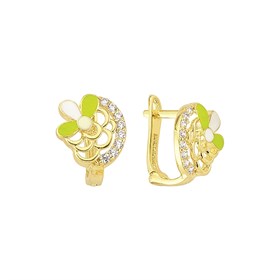 14 Ayar Taşlı Çiçek Altın Çocuk Küpe