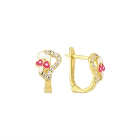 14 Ayar Taşlı Kalp Altın Çocuk Küpe