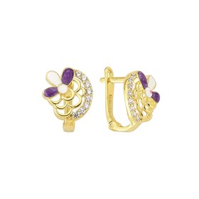 14 Ayar Taşlı Çiçek Altın Çocuk Küpe