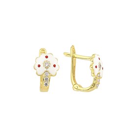 14 Ayar Taşlı Yonca Altın Çocuk Küpe