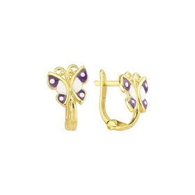 14 Ayar Taşlı Kelebek Altın Çocuk Küpe