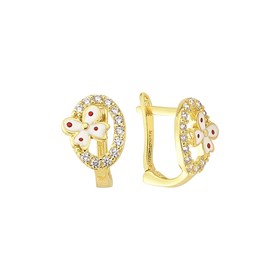 14 Ayar Taşlı Çocuk Yonca Altın Küpe