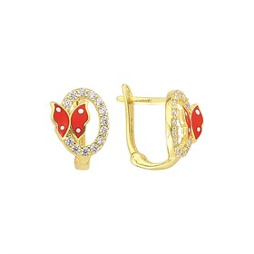 14 Ayar Taşlı Kelebek Altın Çocuk Küpe