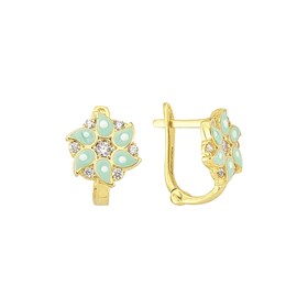 14 Ayar Taşlı Çiçek Altın Çocuk Küpe