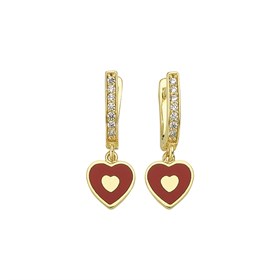 14 Ayar Sallantılı Kalp Taşlı Altın Çocuk Küpe