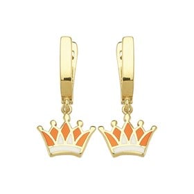 14 Ayar Sallantılı Taç Altın Çocuk Küpe