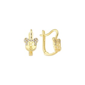 14 Ayar Soru Model Taşlı Altın Küpe