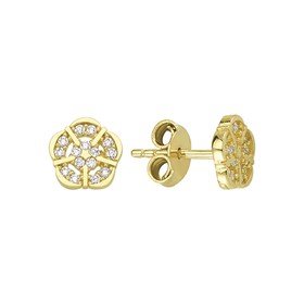 14 Ayar Yuvarlak Taşlı Altın Küpe