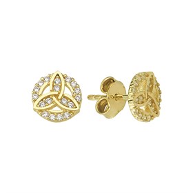 14 Ayar Yuvarlak Taşlı Altın Küpe