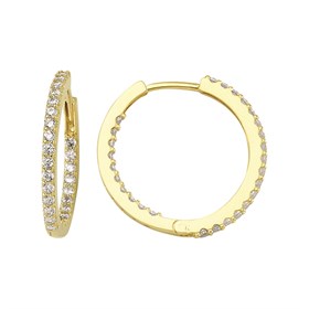 14 Ayar Taşlı Modern Halka Altın Küpe