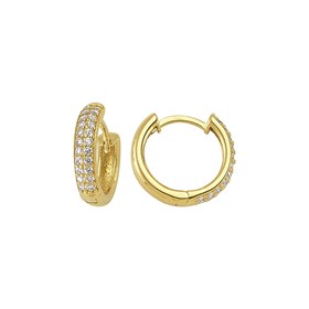 14 Ayar Çift Sıra Taşlı Halka Altın Küpe