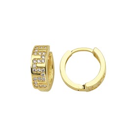 14 Ayar Taşlı Desenli Halka Altın Küpe