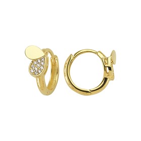 14 Ayar Taşlı Kelebek Kanatlı Halka Altın Küpe