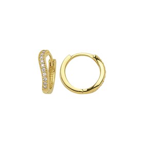 14 Ayar Taşlı Modern Halka Altın Küpe