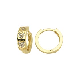 14 Ayar Taşlı Kalp Halka Altın Küpe