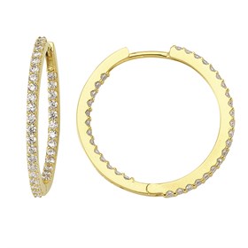 14 Ayar Taşlı Modern Halka Altın Küpe