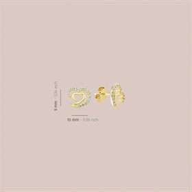 14 Ayar Taşlı Kalp Altın Küpe