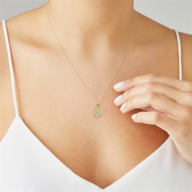 14 Ayar Taşlı Yonca Altın Kolye