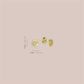 14 Ayar Yuvarlak Taşlı Altın Küpe