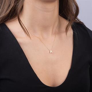 14 Ayar Altın A Harfi Kolye