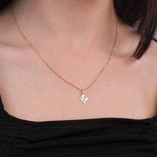 14 Ayar Altın M Harfi Kolye