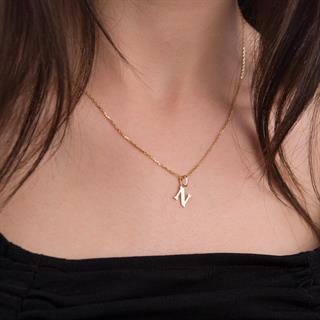 14 Ayar Altın N Harfi Kolye