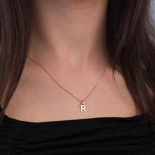 14 Ayar Altın R Harfi Kolye