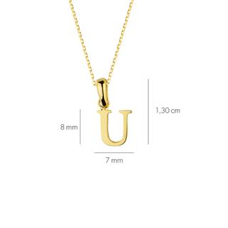14 Ayar Altın U Harfi Kolye