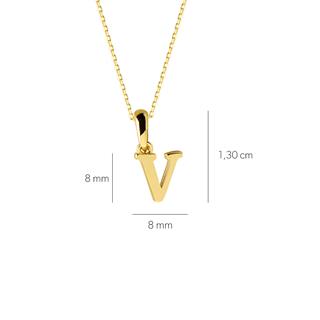 14 Ayar Altın V Harfi Kolye