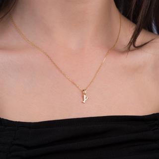 14 Ayar Altın Y Harfi Kolye