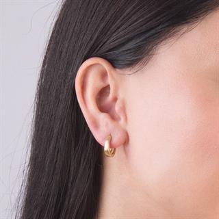 14 Ayar Yanı Taşlı Halka Altın Küpe