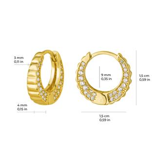 14 Ayar Yanı Taşlı Halka Altın Küpe