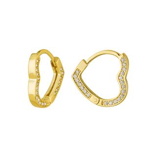 14 Ayar Kalp Taşlı Halka Altın Küpe