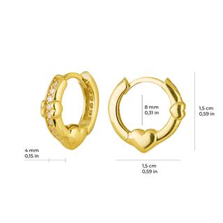 14 Ayar Taşlı Kalp Halka Altın Küpe