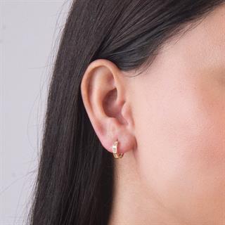 14 Ayar Baget Taşlı Halka Altın Küpe