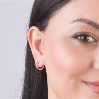 14 Ayar Tek Taş Halka Altın Küpe