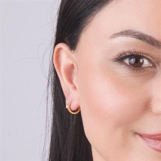 14 Ayar Halka Tek Taşlı Altın Küpe