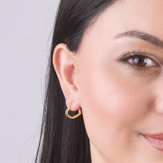 14 Ayar Kalp Modeli Halka Altın Küpe