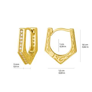 14 Ayar Modern Taşlı Halka Altın Küpe