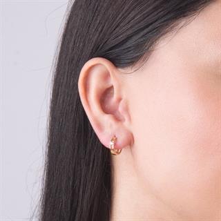 14 Ayar Tek Taş Halka Altın Küpe