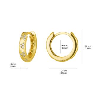 14 Ayar Modern Taşlı Halka Altın Küpe