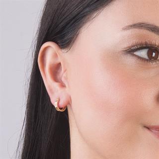 14 Ayar Baget Taşlı Halka Altın Küpe