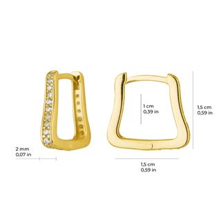 14 Ayar Modern Taşlı Halka Altın Küpe