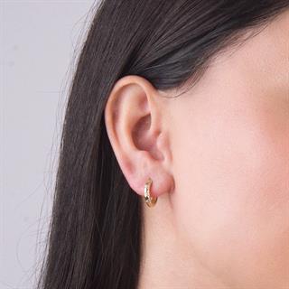 14 Ayar Modern Taşlı Halka Altın Küpe