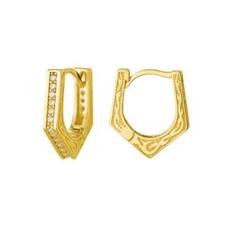 14 Ayar Modern Taşlı Halka Altın Küpe