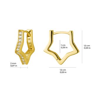 14 Ayar Yıldız Taşlı Halka Altın Küpe