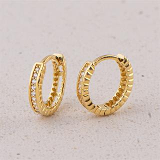 14 Ayar Tek Sıra Taşlı Halka Altın Küpe