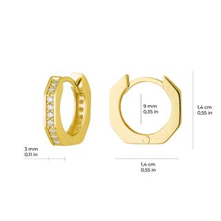 14 Ayar Altıgen Halka Taşlı Altın Küpe