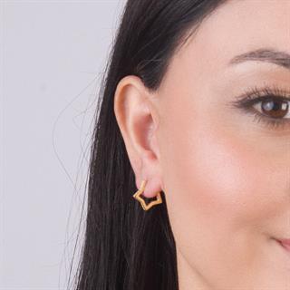 14 Ayar Yıldız Taşlı Halka Altın Küpe