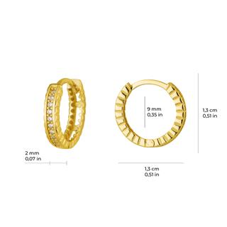 14 Ayar Tek Sıra Taşlı Halka Altın Küpe